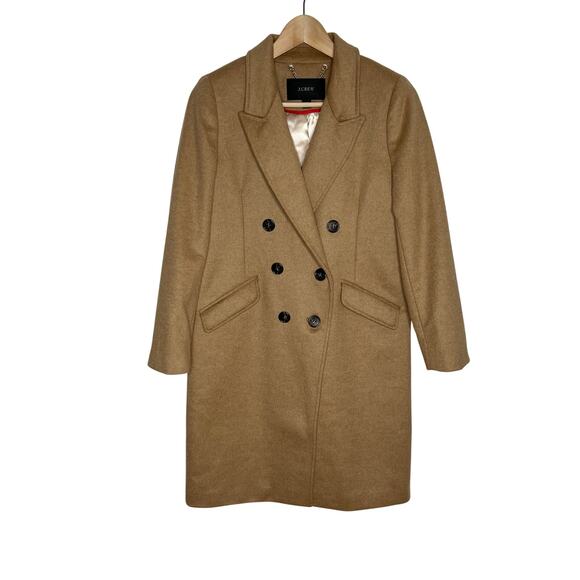 J. Crew Double Breasted Italian Wool Cashmere Coat Jacket Womens 2P Brown - Picture 3 of 13